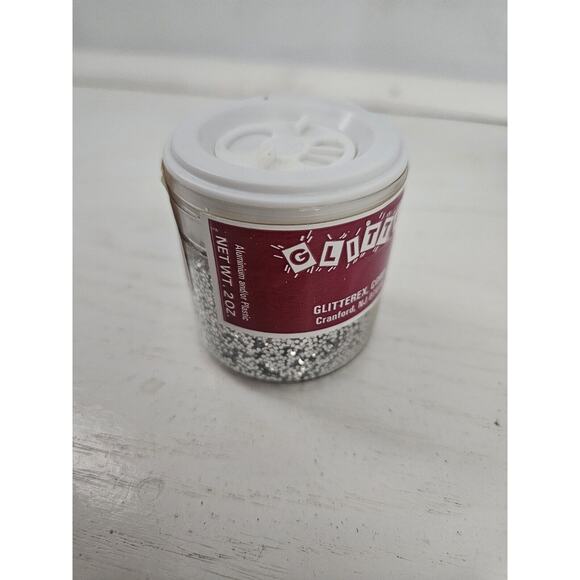 Vintage Glitter Glitterex Corp 2oz Silver Made In USA Open 95% Full - Picture 4 of 7